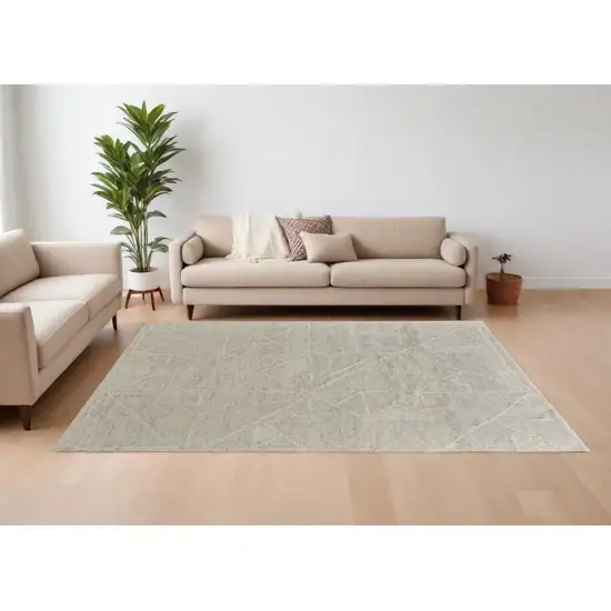 Tan and Ivory Wool Hand Knotted Area Rug Photo 1