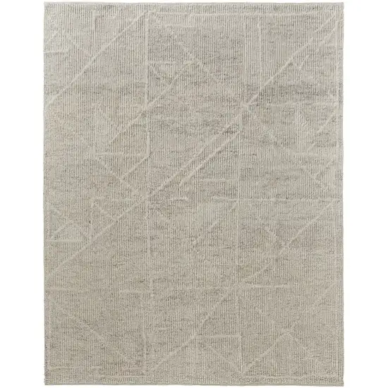 Tan and Ivory Wool Hand Knotted Area Rug Photo 5