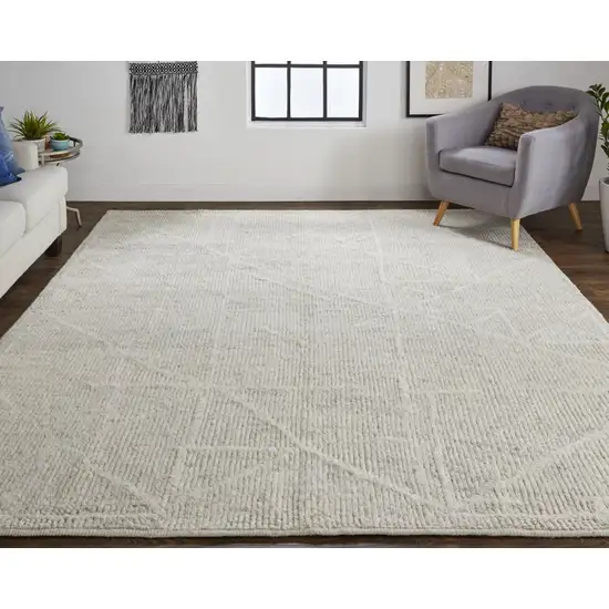 Tan and Ivory Wool Hand Knotted Area Rug Photo 9