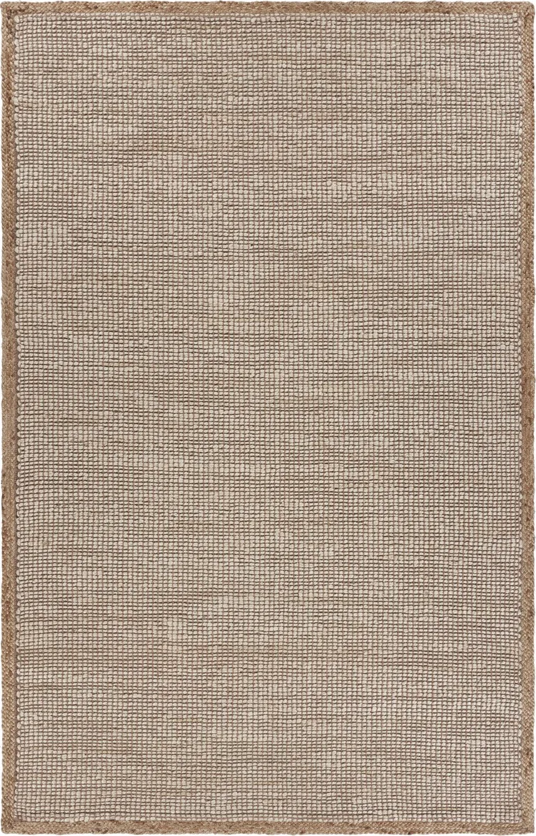 Tan and White Braid Border Area Rug Photo 1