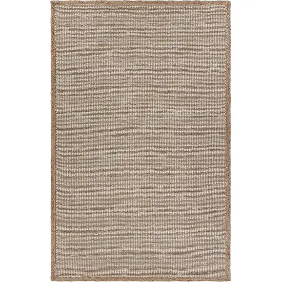 Tan and White Braid Border Area Rug Photo 1