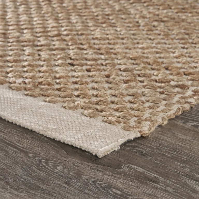 Tan and White Detailed Woven Area Rug Photo 4