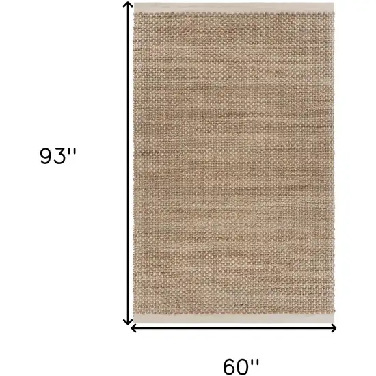 Tan and White Detailed Woven Area Rug Photo 4