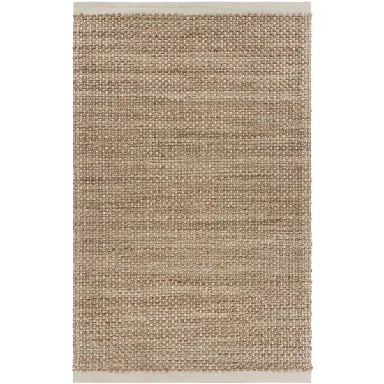 Tan and White Detailed Woven Area Rug Photo 1