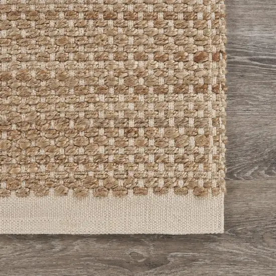 Tan and White Detailed Woven Area Rug Photo 7