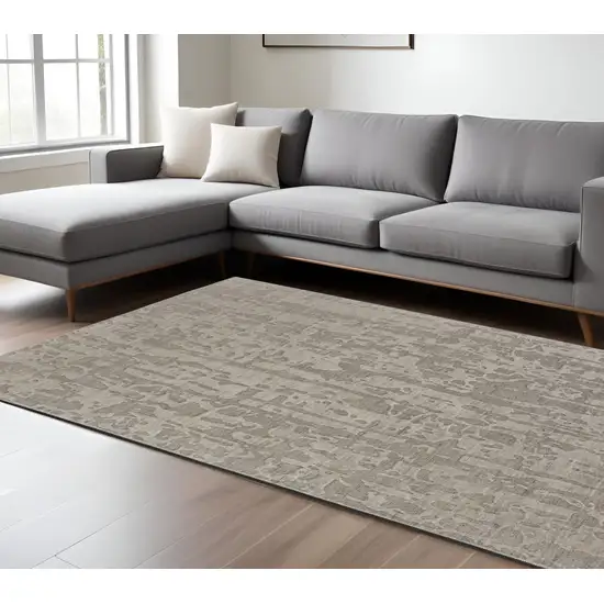 Taupe Abstract Hand Woven Area Rug Photo 1