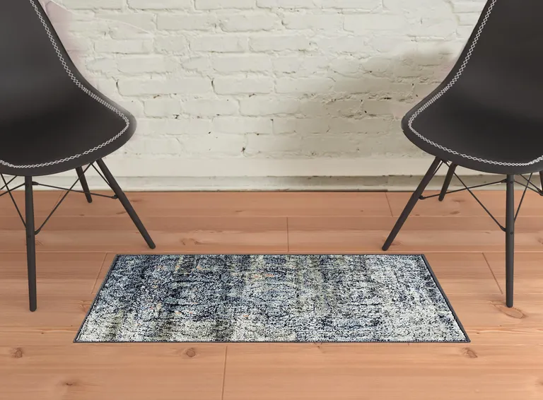 Taupe Abstract Power Loom Distressed Stain Resistant Area Rug Photo 2