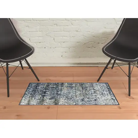 Taupe Abstract Power Loom Distressed Stain Resistant Area Rug Photo 2