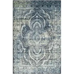 Photo of Taupe Abstract Power Loom Distressed Stain Resistant Area Rug