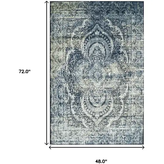 Taupe Abstract Power Loom Distressed Stain Resistant Area Rug Photo 7