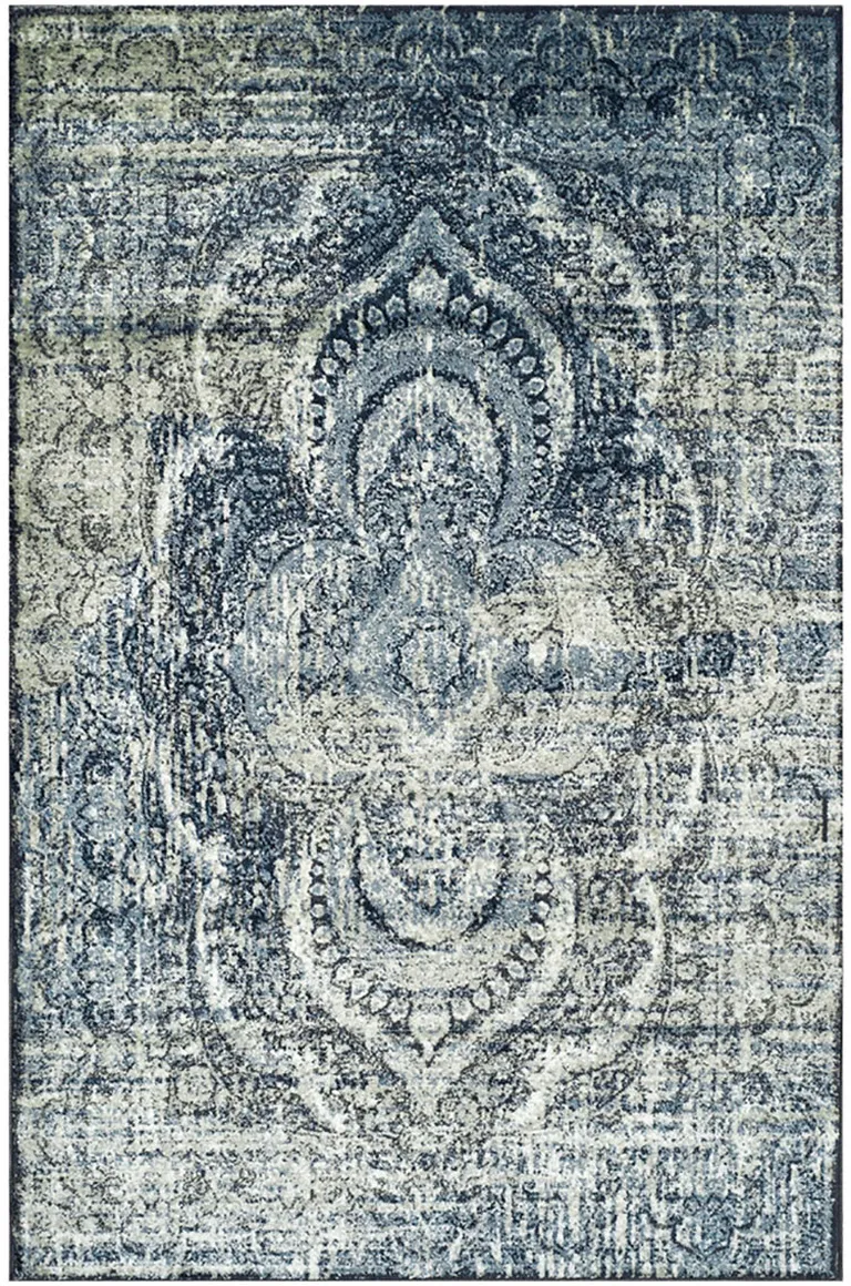 Taupe Abstract Power Loom Distressed Stain Resistant Area Rug Photo 1