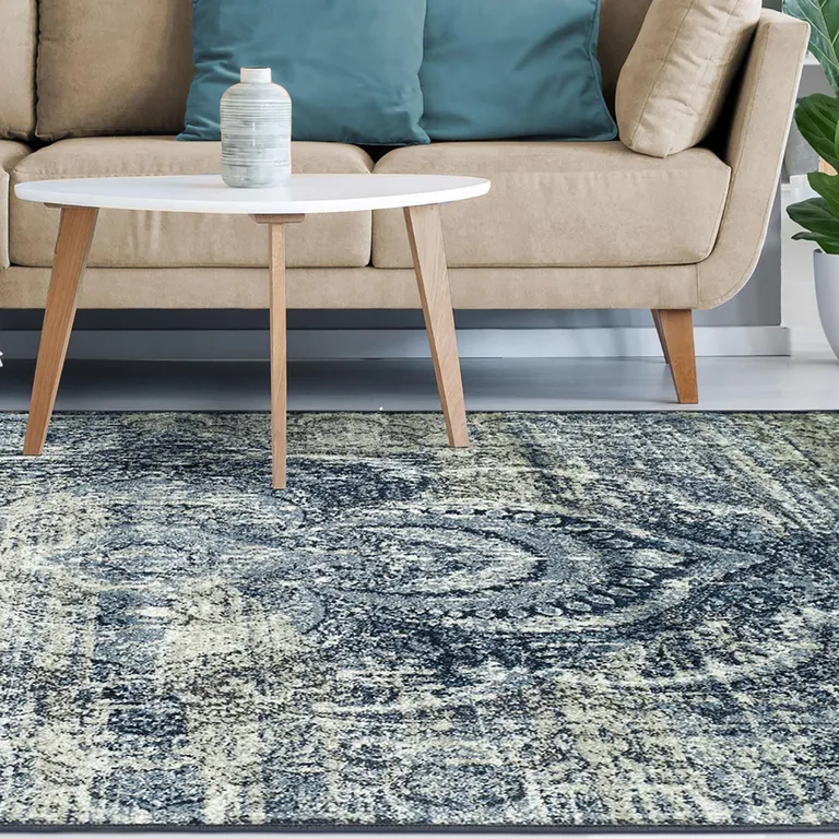 Taupe Abstract Power Loom Distressed Stain Resistant Area Rug Photo 5