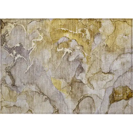 Taupe Abstract Washable Non Skid Indoor Outdoor Area Rug Photo 2