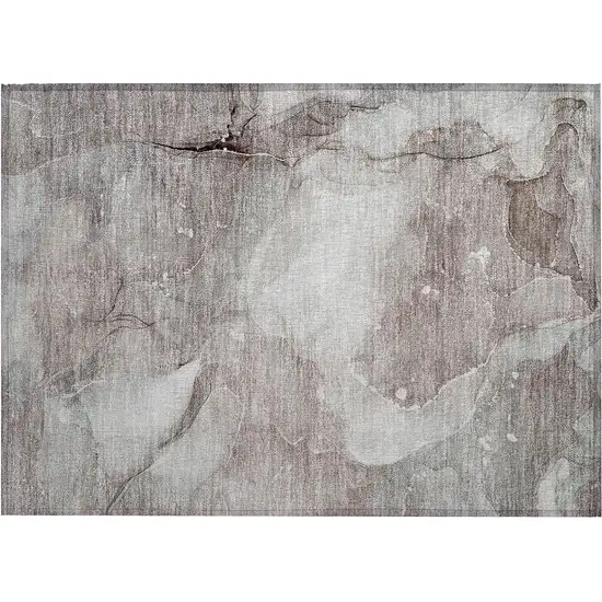 Taupe Abstract Washable Non Skid Indoor Outdoor Area Rug Photo 2