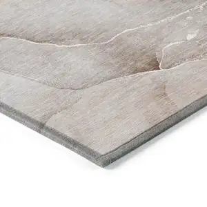 Photo of Taupe Abstract Washable Non Skid Indoor Outdoor Area Rug