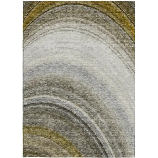 Taupe Abstract Washable Non Skid Indoor Outdoor Area Rug Photo 6