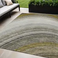 Photo of Taupe Abstract Washable Non Skid Indoor Outdoor Area Rug