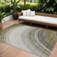 Photo of Taupe Abstract Washable Non Skid Indoor Outdoor Area Rug