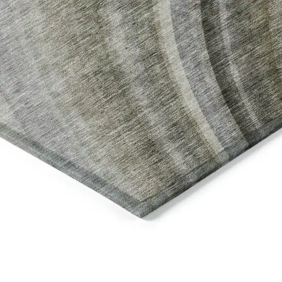 Taupe Abstract Washable Non Skid Indoor Outdoor Area Rug Photo 4