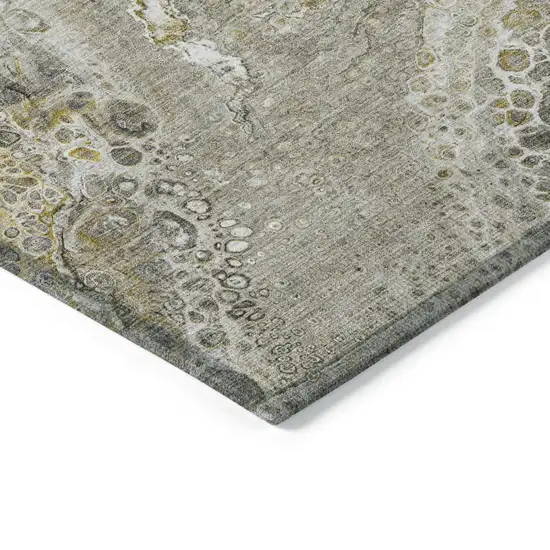 Taupe Abstract Washable Non Skid Indoor Outdoor Area Rug Photo 4