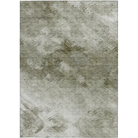 Taupe Abstract Washable Non Skid Indoor Outdoor Area Rug Photo 5