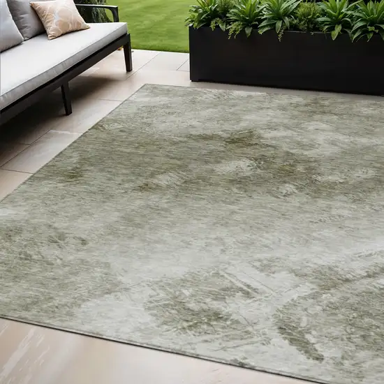 Taupe Abstract Washable Non Skid Indoor Outdoor Area Rug Photo 1