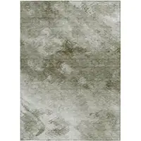 Photo of Taupe Abstract Washable Non Skid Indoor Outdoor Area Rug