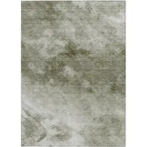 Photo of Taupe Abstract Washable Non Skid Indoor Outdoor Area Rug