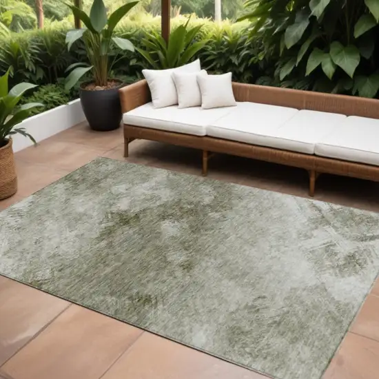 Taupe Abstract Washable Non Skid Indoor Outdoor Area Rug Photo 1