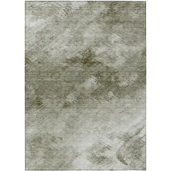 Taupe Abstract Washable Non Skid Indoor Outdoor Area Rug Photo 2