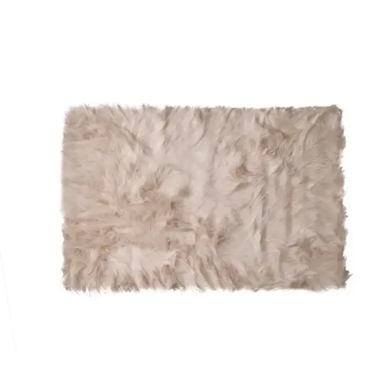 Taupe Acrylic Plush Faux Sheepskin - Area Rug Photo 1