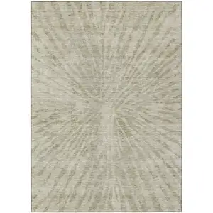 Photo of Taupe And Beige Abstract Washable Indoor Outdoor Area Rug