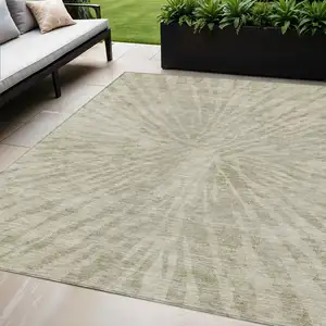 Photo of Taupe And Beige Abstract Washable Indoor Outdoor Area Rug