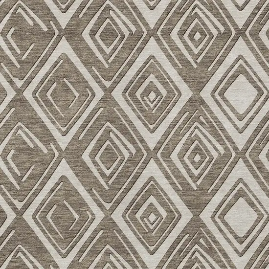 Taupe And Beige Geometric Washable Indoor Outdoor Area Rug Photo 6