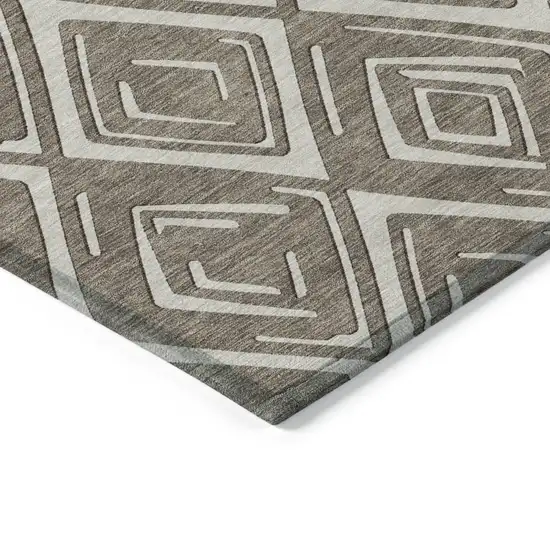 Taupe And Beige Geometric Washable Indoor Outdoor Area Rug Photo 5