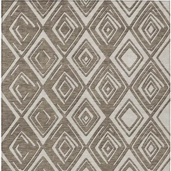 Taupe And Beige Geometric Washable Indoor Outdoor Area Rug Photo 7