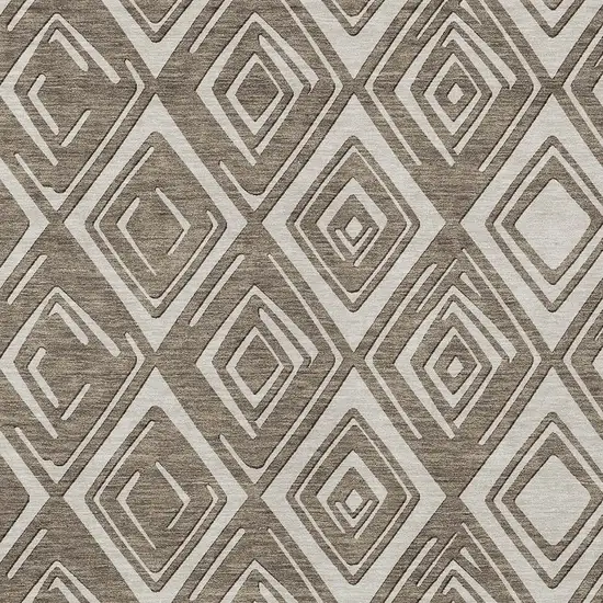 Taupe And Beige Geometric Washable Indoor Outdoor Area Rug Photo 6