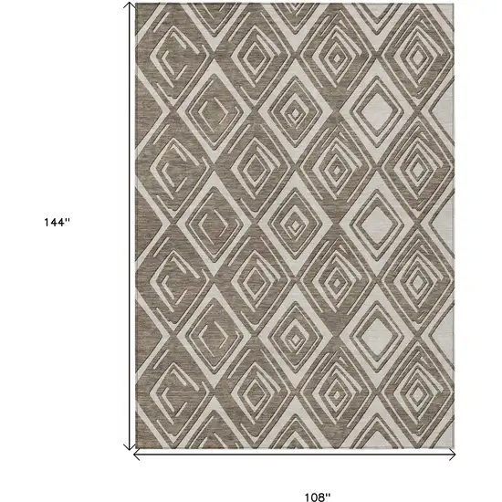 Taupe And Beige Geometric Washable Indoor Outdoor Area Rug Photo 3