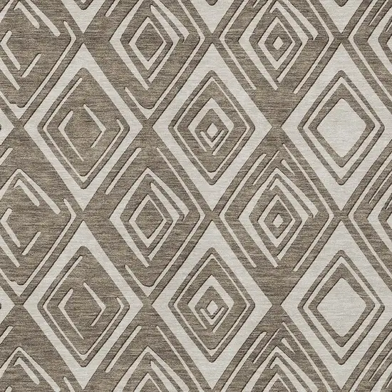 Taupe And Beige Geometric Washable Indoor Outdoor Area Rug Photo 6