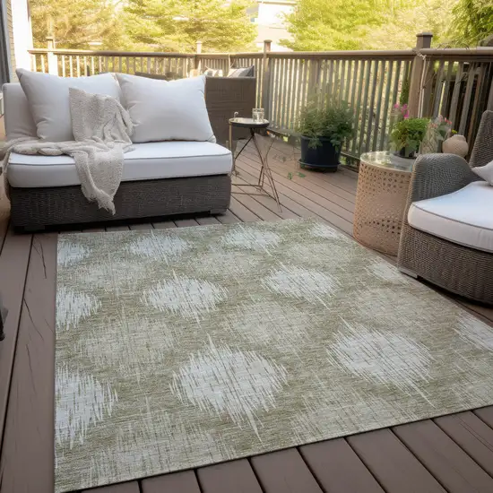 Taupe And Beige Ikat Washable Indoor Outdoor Area Rug Photo 7