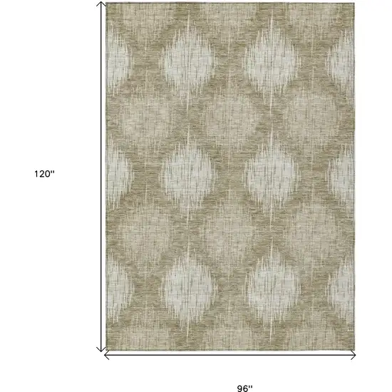 Taupe And Beige Ikat Washable Indoor Outdoor Area Rug Photo 3