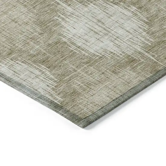 Taupe And Beige Ikat Washable Indoor Outdoor Area Rug Photo 5