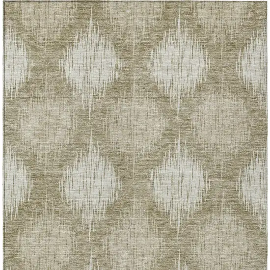 Taupe And Beige Ikat Washable Indoor Outdoor Area Rug Photo 6