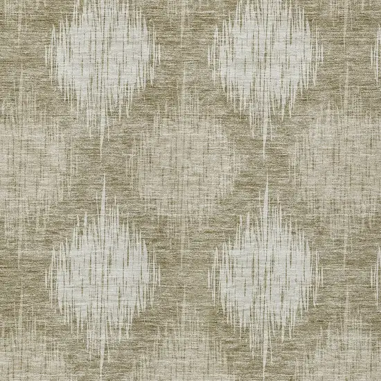 Taupe And Beige Ikat Washable Indoor Outdoor Area Rug Photo 6