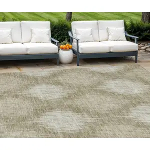 Photo of Taupe And Beige Ikat Washable Indoor Outdoor Area Rug