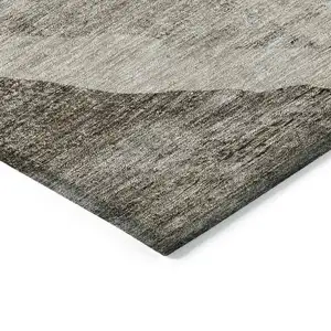 Photo of Taupe And Brown Abstract Washable Indoor Outdoor Area Rug