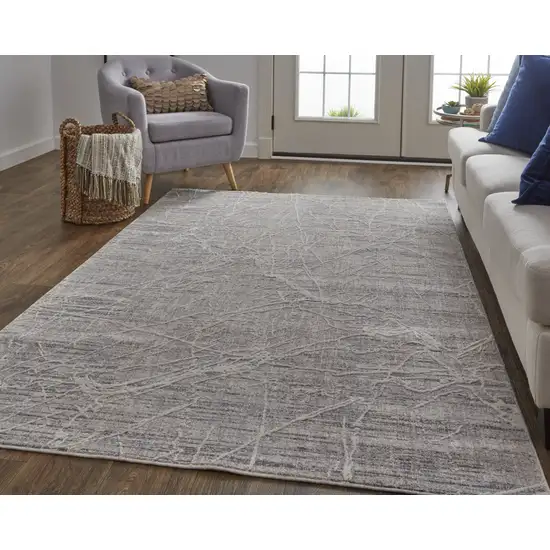 Taupe And Gray Abstract Power Loom Distressed Stain Resistant Area Rug Photo 7