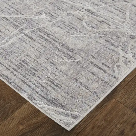 Taupe And Gray Abstract Power Loom Distressed Stain Resistant Area Rug Photo 3