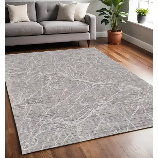 Gray Abstract Power Loom Distressed Area Rug Photo 1