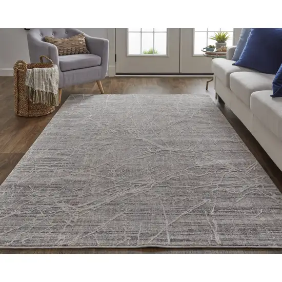 Taupe And Gray Abstract Power Loom Distressed Stain Resistant Area Rug Photo 6